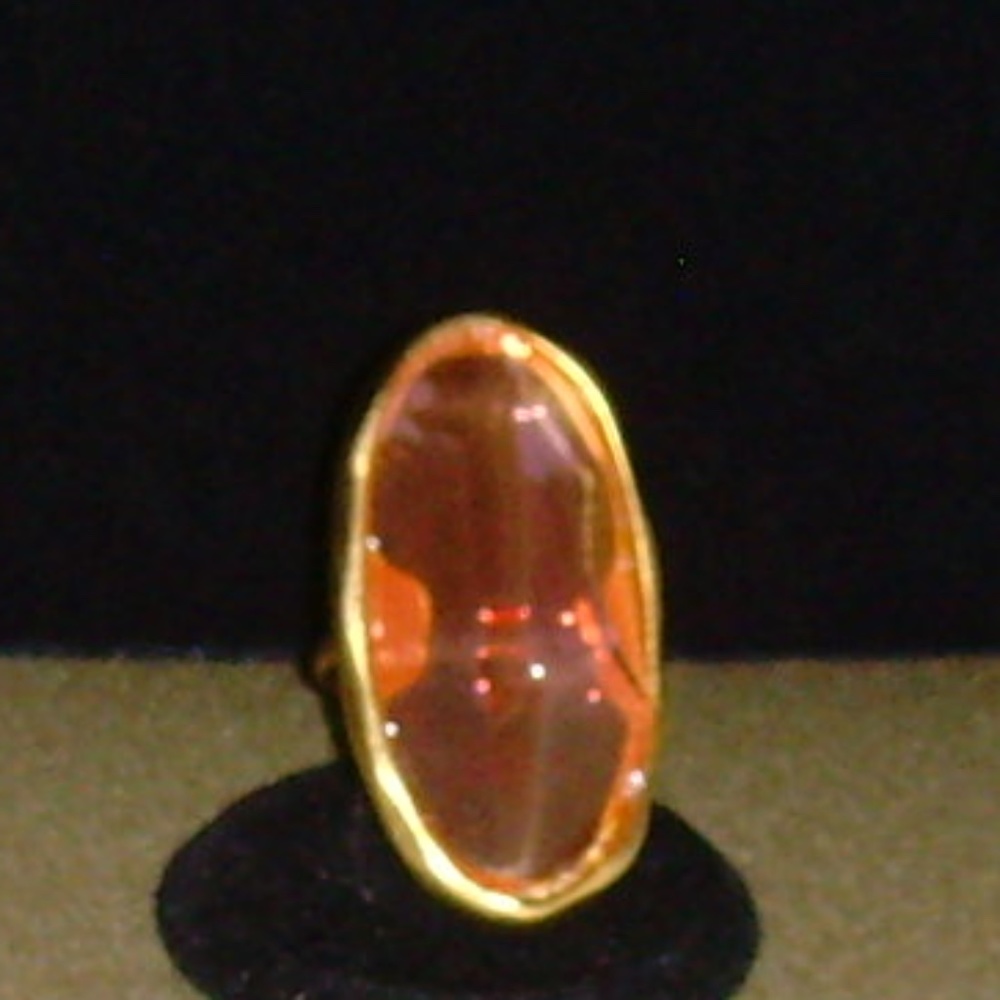 Kenneth Lane@ Gold-Tone and Pink Lucite Ring - Sizable